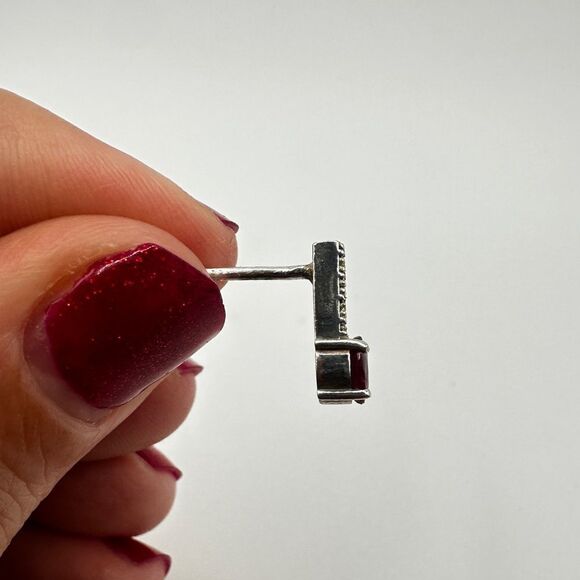 Genuine ruby and cz stud earrings in sterling silver! - Picture 5 of 10